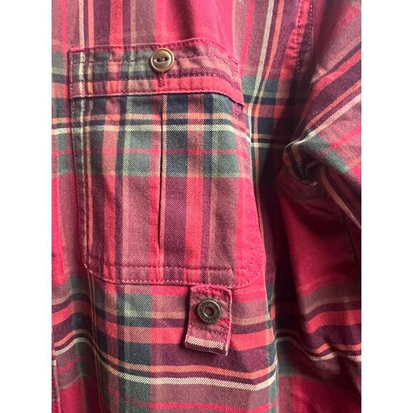 Lauren Ralph Lauren Red Olive Plaid Long Sleeve Button Front Small - Picture 6 of 11